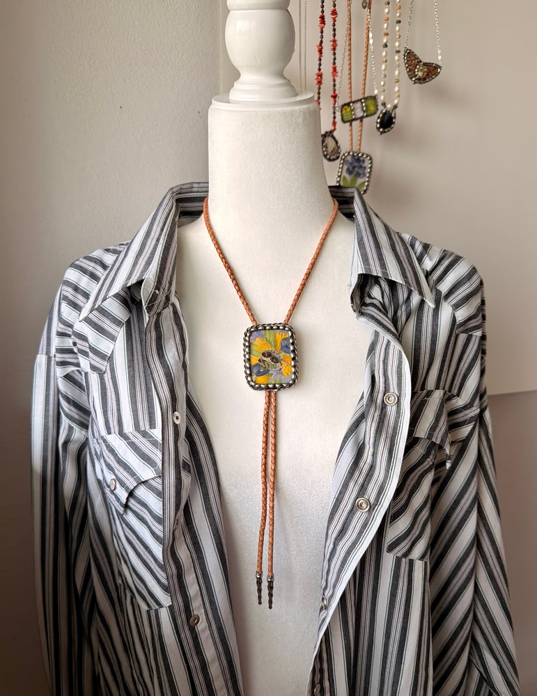 Image of Pressed Wildflower & Butterfly Wing Bolo Tie