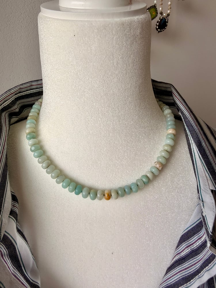 Image of Amazonite Rondelle Silk Knotted Necklace