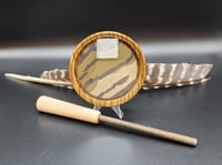 Image 1 of Pot Call made from Quartersawn Zebrawood.  Slate over glass #758