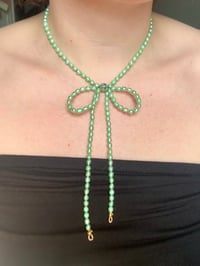 Image 1 of Mint Green Pearl and Cloisonne “Bow-lo” Options