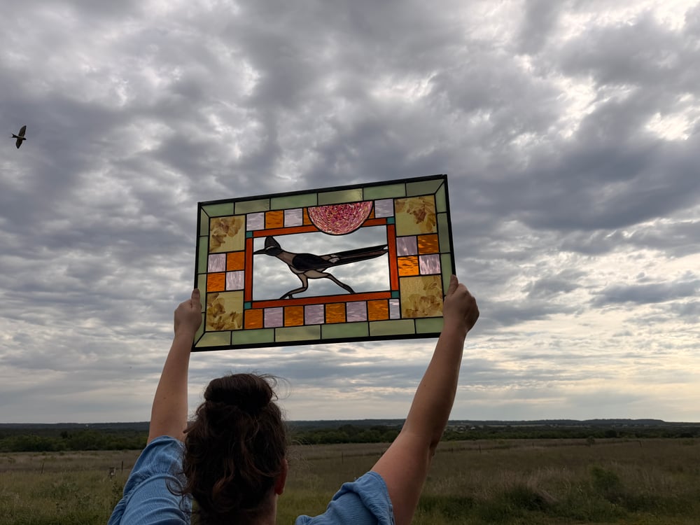 Image of Roadrunner Stained Glass Panel