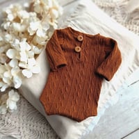 Image 1 of Shawn newborn romper - rusty brown | newborn photo props