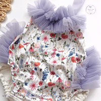 Image 2 of Marella romper size 9-12 months - lila-flowers