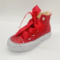 Image 3 of Toddler Girl Bling Canvas Kids Red Crystals Shoes