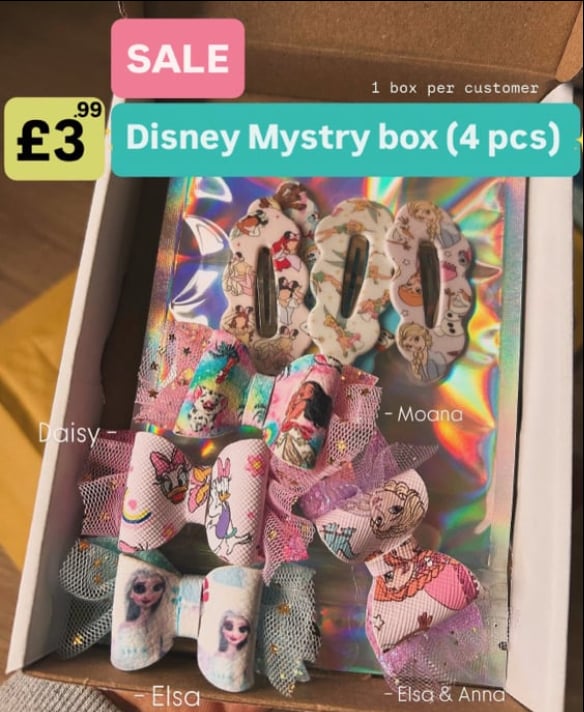 Image of 1 box per customer ONLY!£3.99 Disney mystery box today only (4 items)