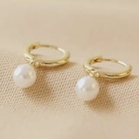 Image 2 of Lisa Angel Pearl Huggies Hoops