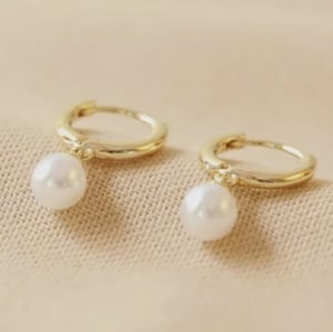 Image of Lisa Angel Pearl Huggies Hoops