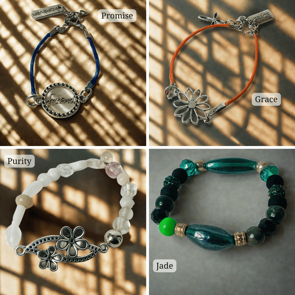 Image of Handmade Beaded Bracelets – Faith, Love, Serenity, and Inspirational Charm Jewelry