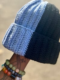 Image 5 of Split Beanie Black/Denim