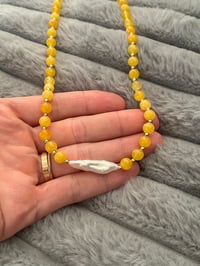 Image 5 of Lemon Jade Necklace With Baroque Pearl