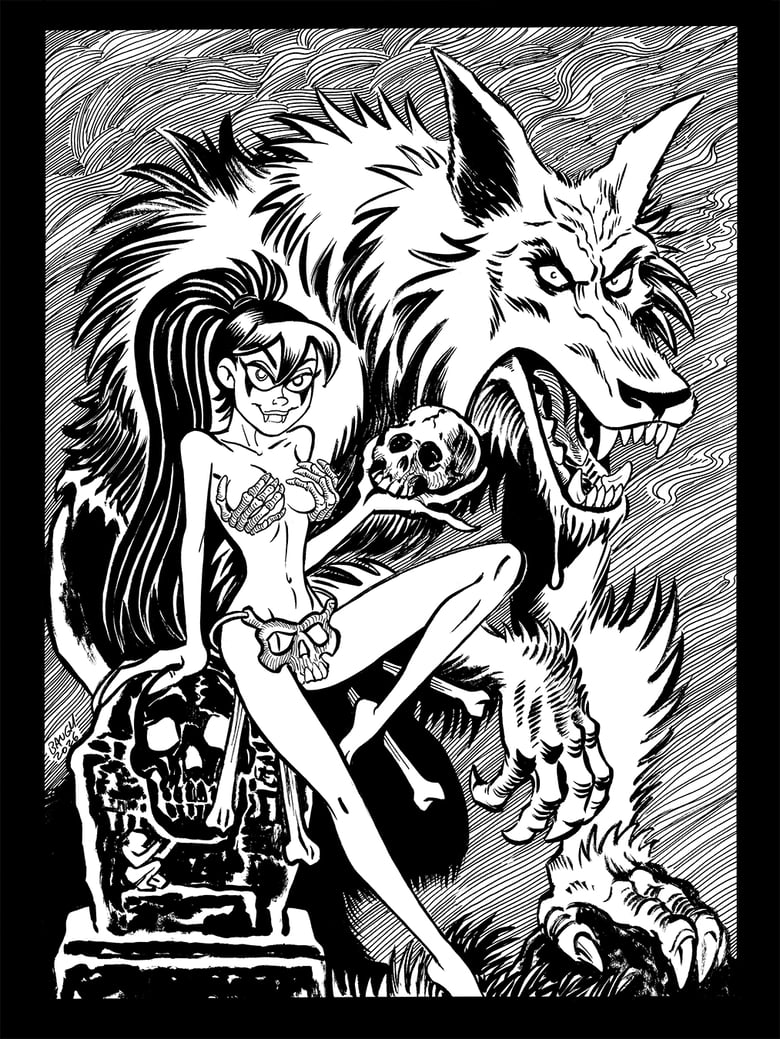 Image of 2026 Wulf and Batsy Bone Bikini Pinup Original Art