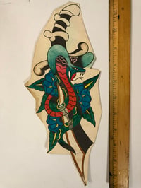 Image 1 of 1970’s hand colored Spaulding & Roger’s Cobra Sword pork chop bit 