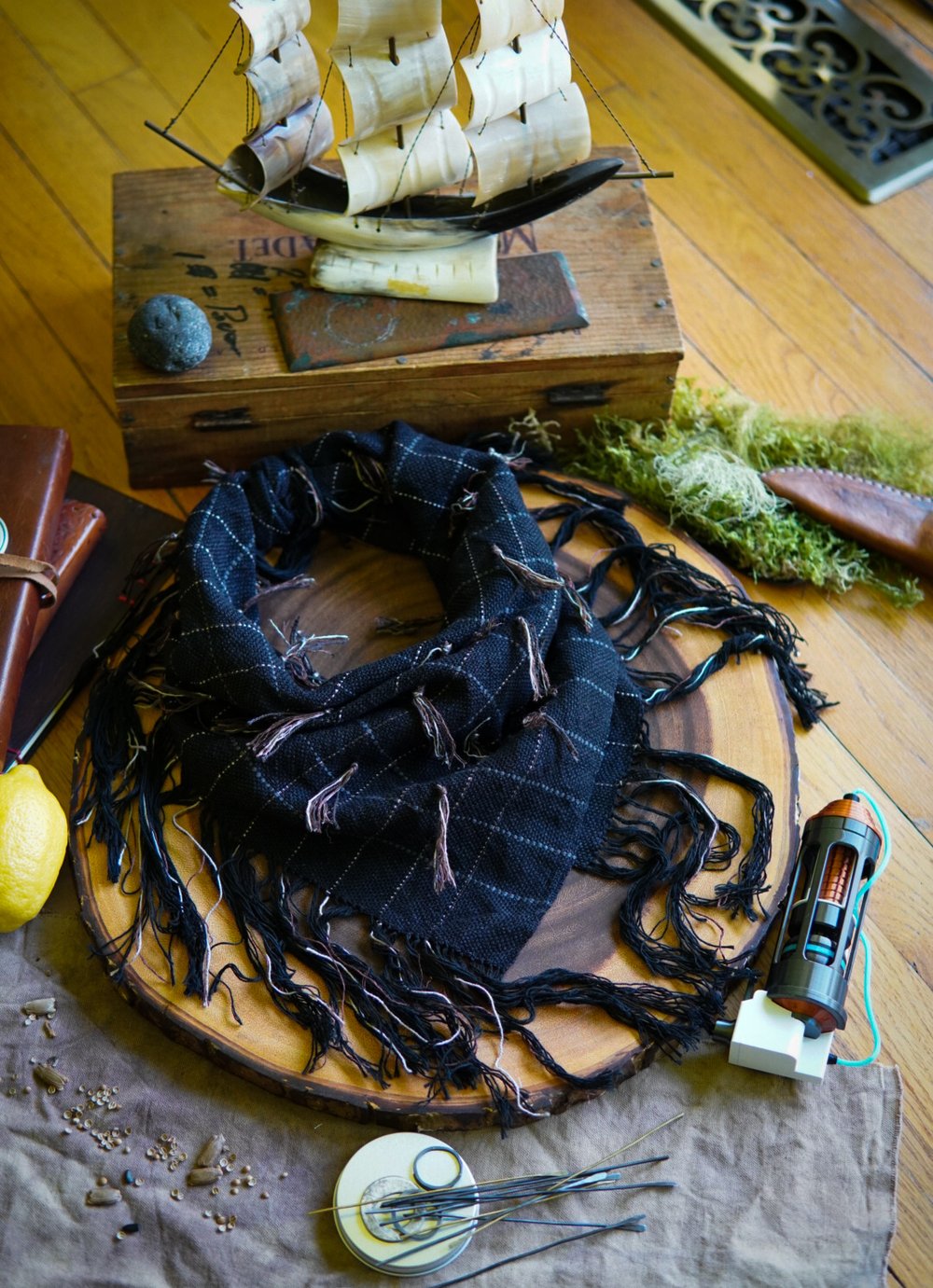Image of  Raiders Kerchief - Black with Brown tassel