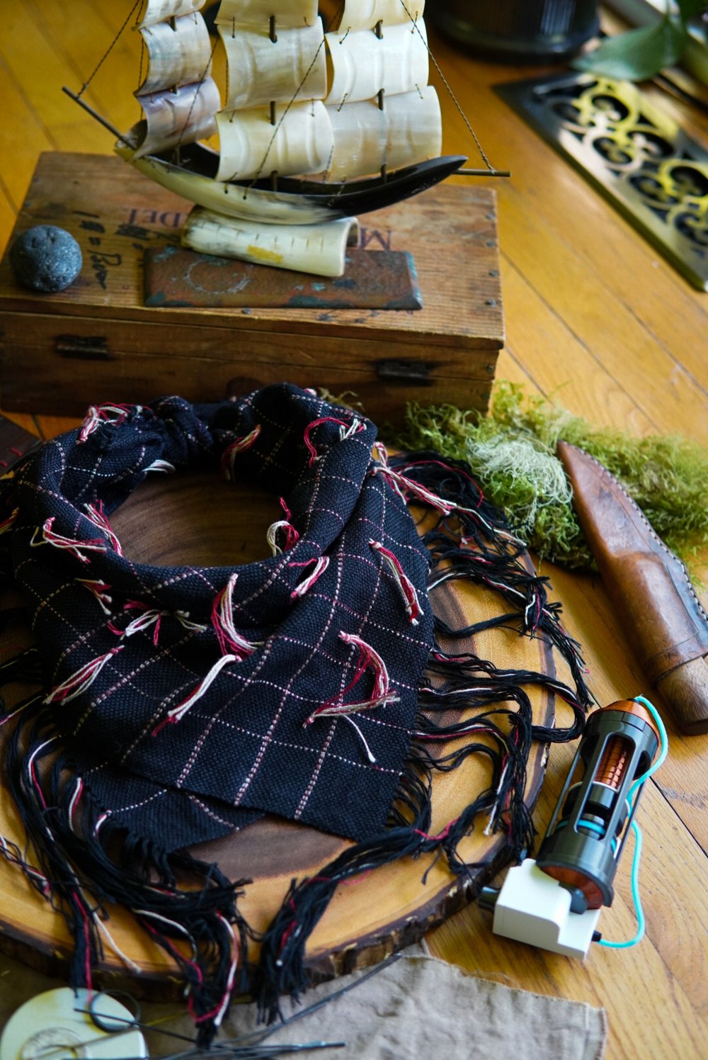 Image of Raiders Kerchief - Black with Red and White tassel