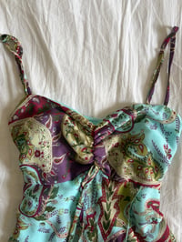 Image 2 of Vintage Y2K paisley knot bust fairy cami with double ruffle hem 