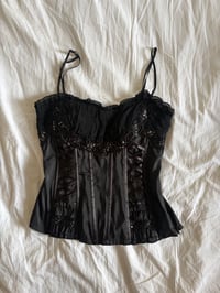 Image 1 of Vintage Y2K 2000s deadstock Lovie corset style dark fairy top with sequin and beads 
