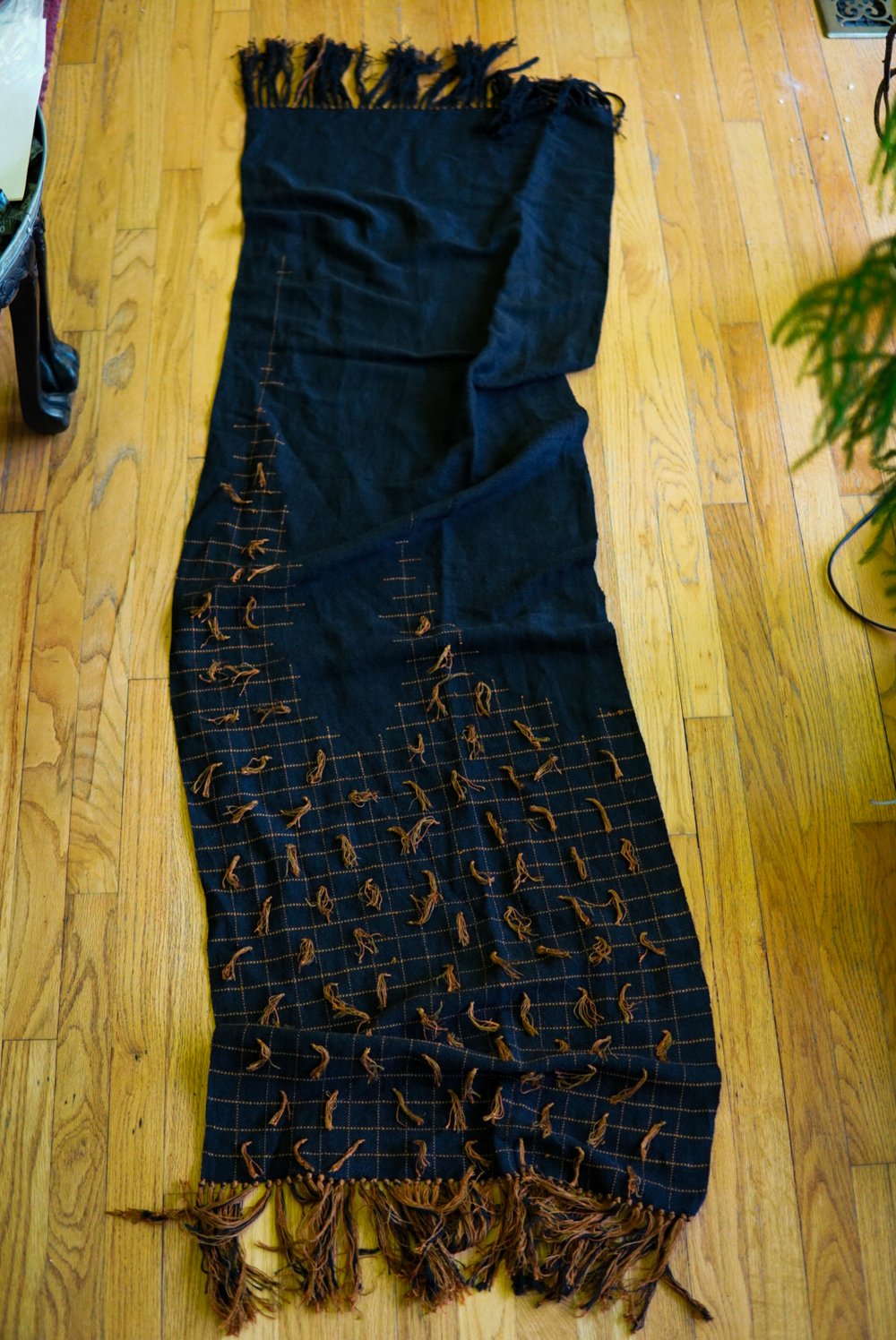 Image of  Raiders Shawl - Black with Gold tassel
