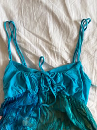 Image 6 of Vintage Y2K blue and green handkerchief hem cami with ribbon trim 
