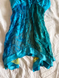Image 7 of Vintage Y2K blue and green handkerchief hem cami with ribbon trim 