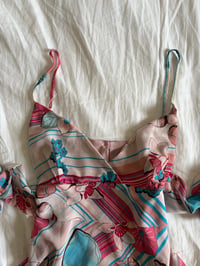 Image 2 of Vintage Y2K floral pink and blue tie back babydoll cami