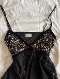 Image 2 of Vintage Y2K black sequin bust handkerchief hem cami