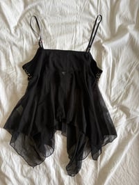 Image 3 of Vintage Y2K black sequin bust handkerchief hem cami