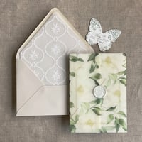 Image 1 of Rosalie floral ivory vellum wraps + envelope liners PACK of 10