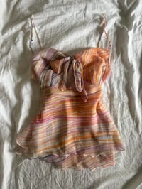 Image 1 of Vintage Y2K striped pastel knot bust cami with double hem 2 