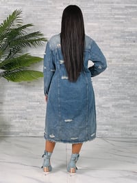 Image 2 of Women’s Distressed Longline Denim Jacket