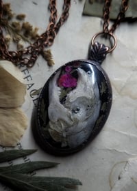 Image 2 of Rabbit Skull and Floral Pendant
