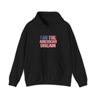 I Am the American Dream Hoodie – Patriotic Flag Text Pullover for 4th of July
