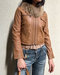 Image 2 of FUR COLLAR LEATHER JACKET