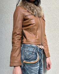 Image 1 of FUR COLLAR LEATHER JACKET