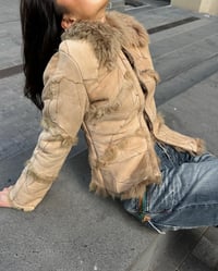 Image 1 of BEIGE PATCHWORK LEATHER JACKET