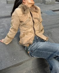 Image 2 of BEIGE PATCHWORK LEATHER JACKET