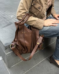 Image 2 of BROWN LEATHER FOLDOVER BAG