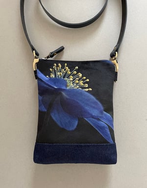 Image of Blue anemone, velvet crossbody bag
