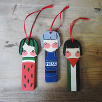 Image 2 of wood girl decoration set - free palestine (fundraiser)