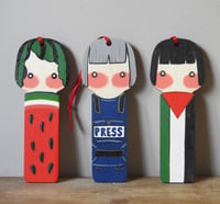 Image 3 of wood girl decoration set - free palestine (fundraiser)
