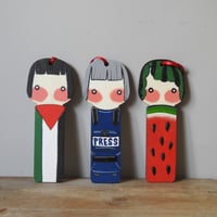 Image 2 of wood girl decoration set - palestine will be free