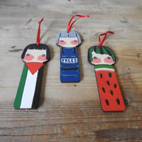 Image 3 of wood girl decoration set - palestine will be free