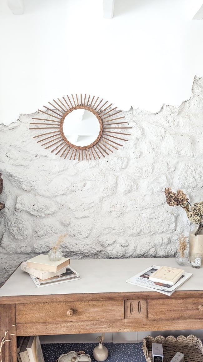 Miroir en rotin 