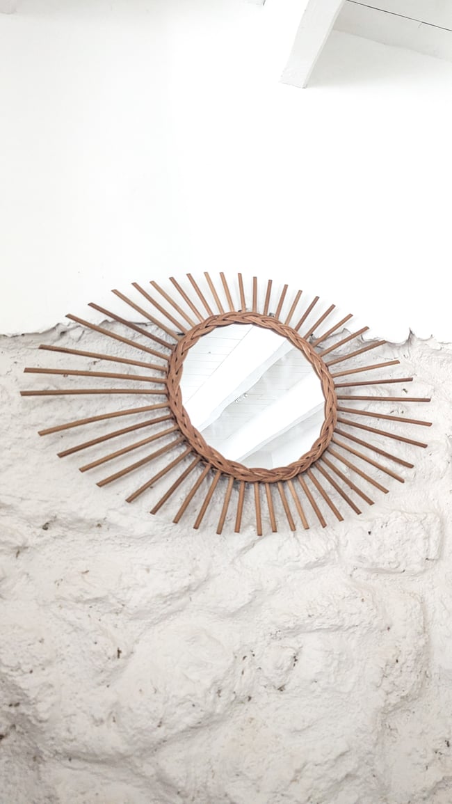 Miroir en rotin 