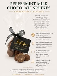 PEPPERMINT MILK CHOCOLATE SPHERES. (approx 100g)