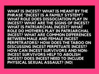 Image 2 of INCEST IS NEVER/ALWAYS COVERT ZINE LAUNCH AND TALK