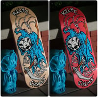Image 3 of  Chems x Relic Fingerboard Deck & Wheel Set Blue (CHOOSE SHAPE/SIZE)(RANDOM BOTYOM PLY)