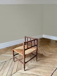 Image 3 of Vintage French Corner Chair – Turned Wood & Woven Rush Seat