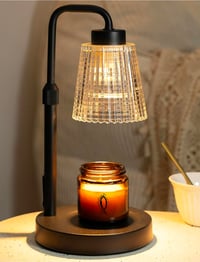Image 1 of Black and Clear Glass Adjustable Candle Lamp