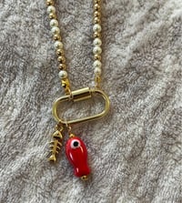 Image 2 of Red Fish Charm Necklace 