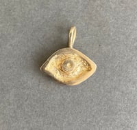 Image 4 of Brass Averting Eye on a coral strand 